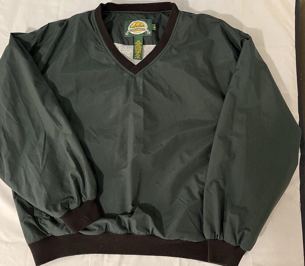 Vintage Cabela’s Windbreaker V-Neck Lined Long Sleeve Pullover Men's sz Large